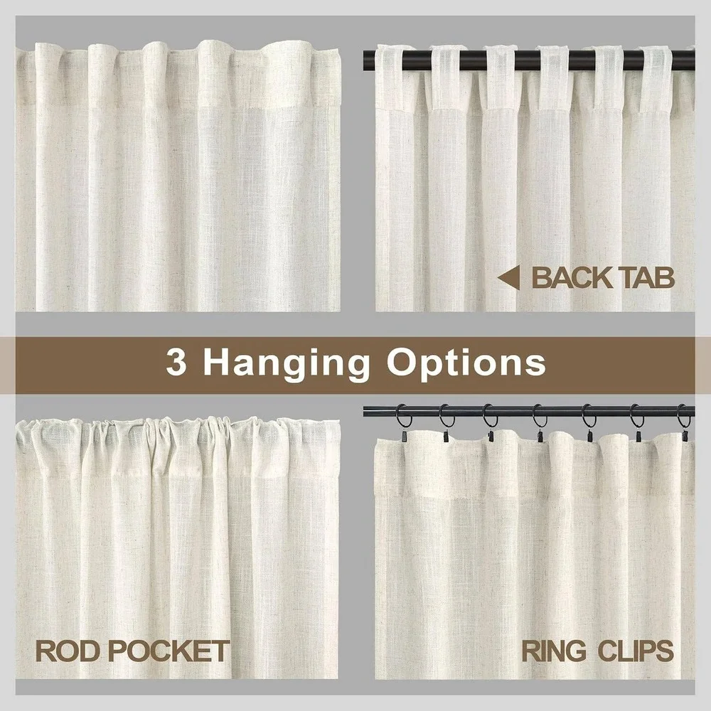 4 Curtain Pannels with 8ft Flexible Curtain Track Set Bendable Rod Neutral Cream